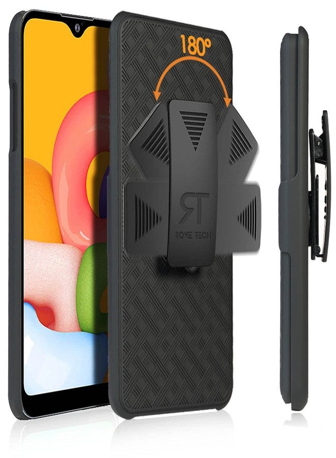 ROME TECH Designed for Samsung Galaxy A01 Case with Belt Clip Holster - Kickstand Cover Phone Case - Black - Image 1