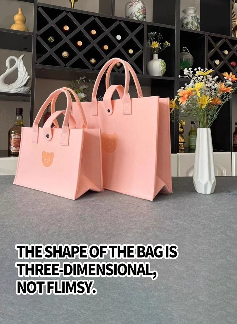 BEIRUI حقيبة هدايا 2 قطعة، حقيبة توت مصنوعة من الفelt، حقيبة تسوق عصرية، حقيبة تخزين عصرية، مناسبة لتقديم الهدايا، التسوق، تنسيق الملابس، حقيبة تقديم الطعام، واحدة كبيرة وواحدة صغيرة، مادة felt سميكة - Image 4