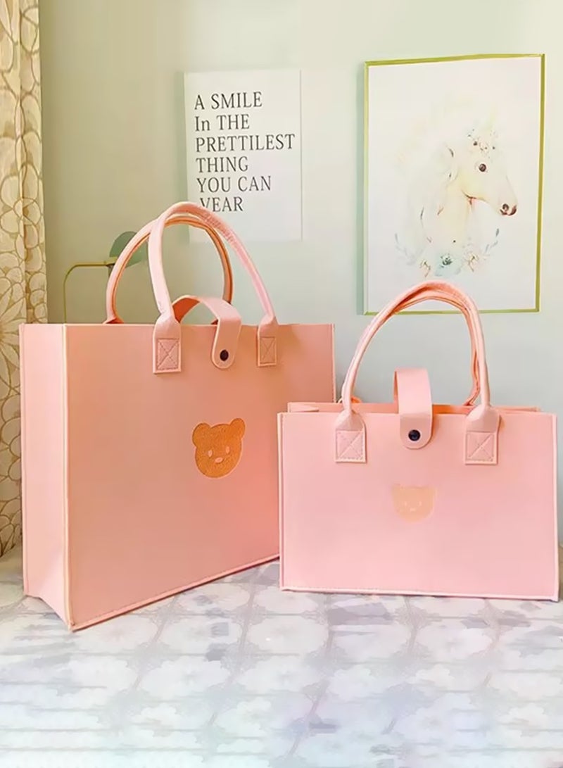 BEIRUI حقيبة هدايا 2 قطعة، حقيبة توت مصنوعة من الفelt، حقيبة تسوق عصرية، حقيبة تخزين عصرية، مناسبة لتقديم الهدايا، التسوق، تنسيق الملابس، حقيبة تقديم الطعام، واحدة كبيرة وواحدة صغيرة، مادة felt سميكة - Image 2