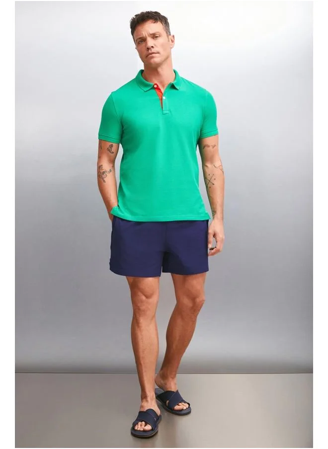 جريميلانج Grimelange Mathew Men's Green Polo Neck T-Shirt