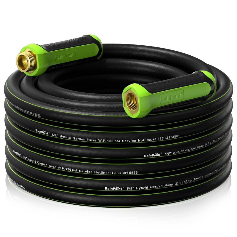 RAINPOINT Garden Hose 50ft x 5/8", Water Hose Heavy Duty, Flexible, Lightweight Durable Hybrid Hose with Swivel Handle for Yard, Car Wash, Pets, No Kink, Male to Female Fittings - Image 1