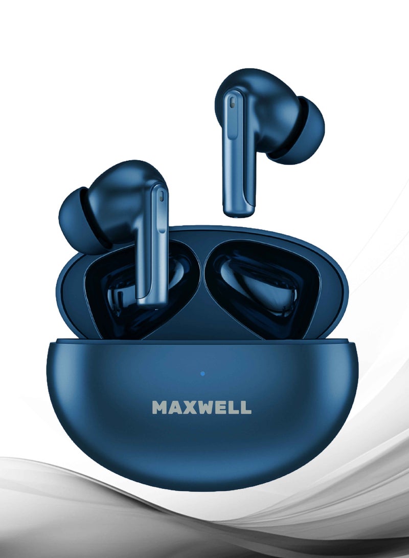 Maxwell Electronics Maxwell NOVATUNE Earbuds, Bluetooth 5.3, Premium Mic for Clear Calls, 15m Wireless Range, 3 Hours Play/Talk Time, 400mAh Charging Case, Lightweight, High-Fidelity Audio Earphones (Blue) - Image 1