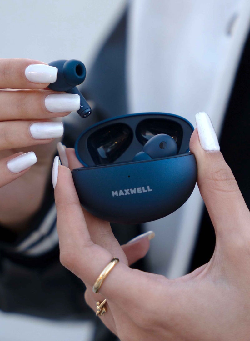 Maxwell Electronics Maxwell NOVATUNE Earbuds, Bluetooth 5.3, Premium Mic for Clear Calls, 15m Wireless Range, 3 Hours Play/Talk Time, 400mAh Charging Case, Lightweight, High-Fidelity Audio Earphones (Blue) - Image 3