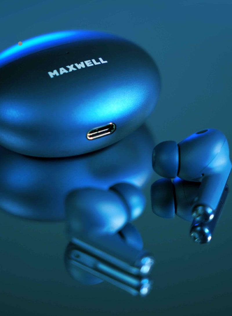 Maxwell Electronics Maxwell NOVATUNE Earbuds, Bluetooth 5.3, Premium Mic for Clear Calls, 15m Wireless Range, 3 Hours Play/Talk Time, 400mAh Charging Case, Lightweight, High-Fidelity Audio Earphones (Blue) - Image 2