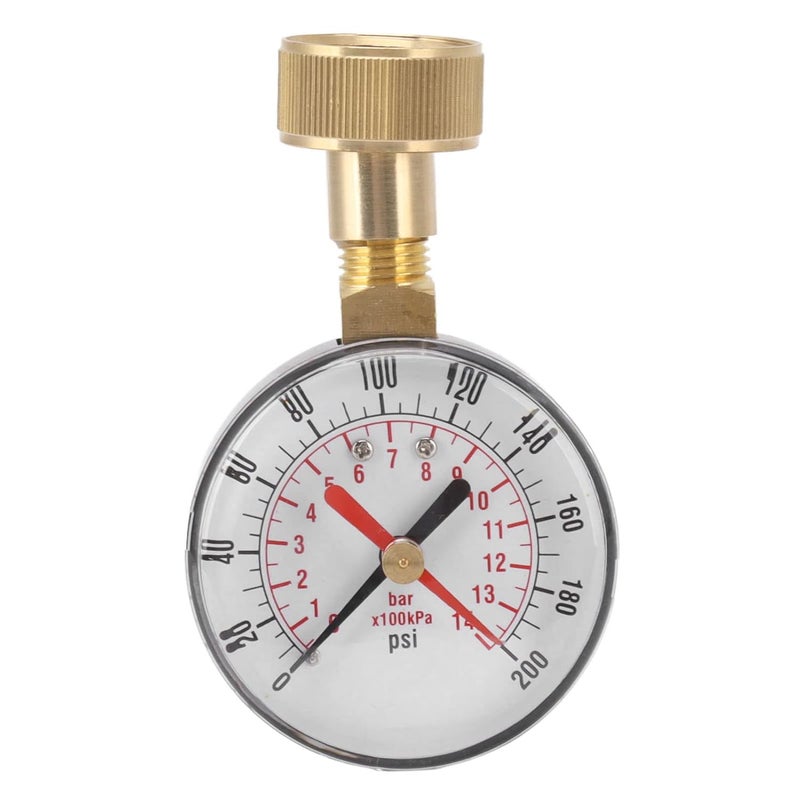 Dual Scale Pressure Gauge, Water Pressure Aluminum Alloy Iron 0 to 200Psi Universal Water Pressure Test with 3/4 Female Hose Thread for Replacement - Image 1