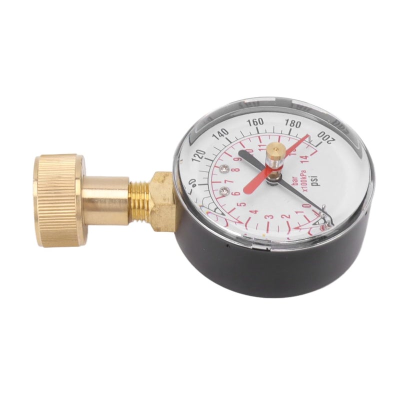 Dual Scale Pressure Gauge, Water Pressure Aluminum Alloy Iron 0 to 200Psi Universal Water Pressure Test with 3/4 Female Hose Thread for Replacement - Image 4