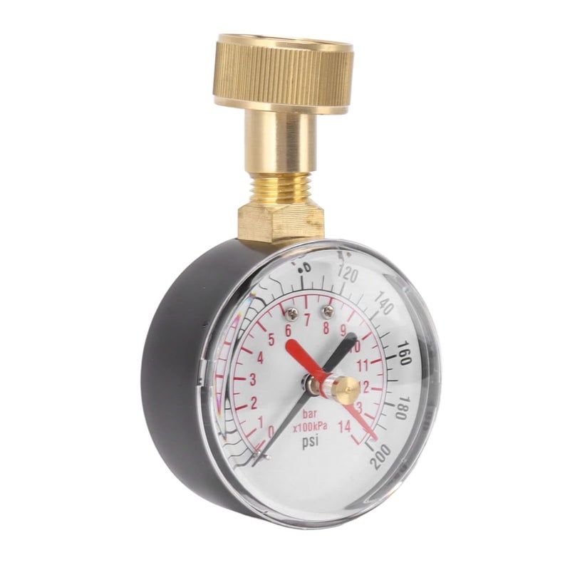Dual Scale Pressure Gauge, Water Pressure Aluminum Alloy Iron 0 to 200Psi Universal Water Pressure Test with 3/4 Female Hose Thread for Replacement - Image 3
