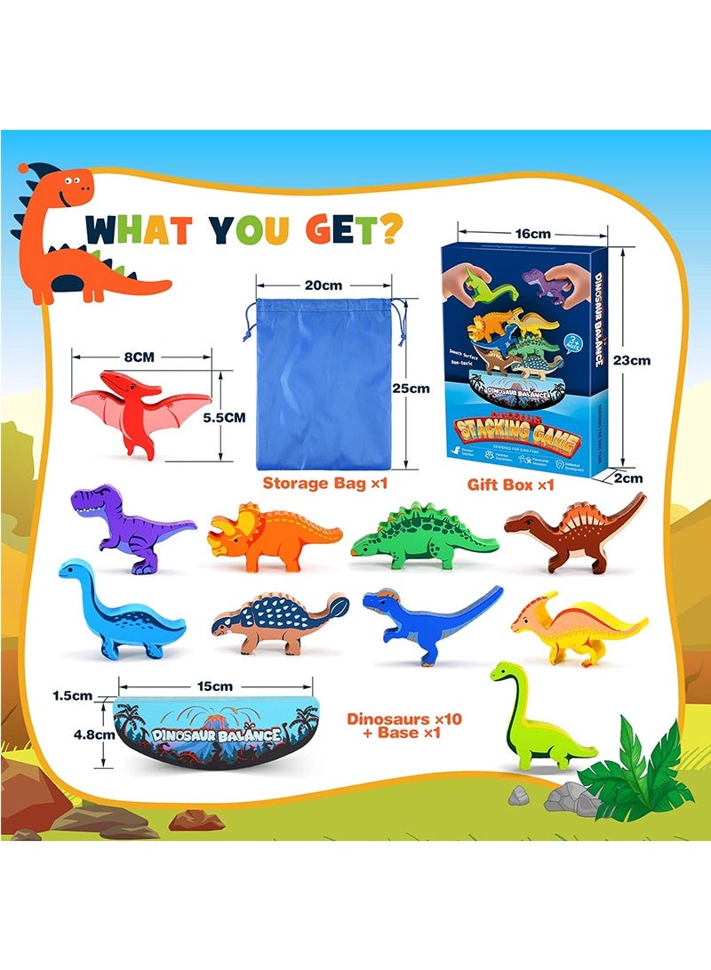 توبيتش ألعاب الديناصورات، ألعاب مونتيسوري خشبية للتكديس للأولاد والبنات من 3 إلى 8 سنوات، لعبة مسابقة التوازن للعائلة - Image 2