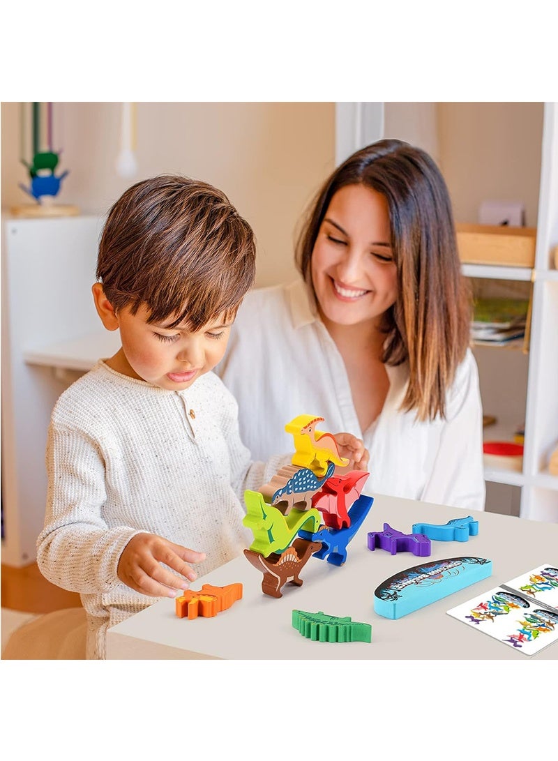 توبيتش ألعاب الديناصورات، ألعاب مونتيسوري خشبية للتكديس للأولاد والبنات من 3 إلى 8 سنوات، لعبة مسابقة التوازن للعائلة - Image 5