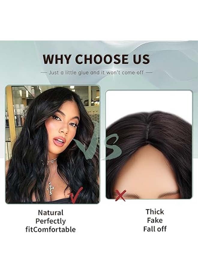 Generic Long Black Wavy Wigs for Women Black Curly Wig with Middle Part Synthetic 26 Inch Natural Looking Black Wig for Daily Party Use - Image 3