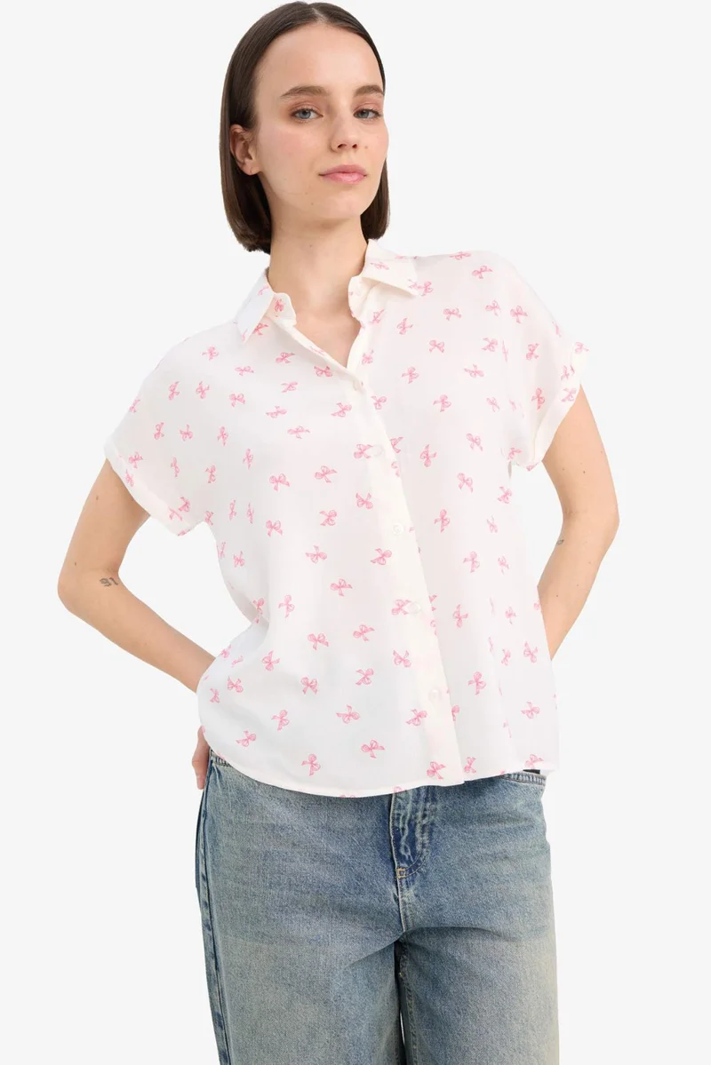 DeFacto Regular Fit Viscose Short Sleeve Shirt