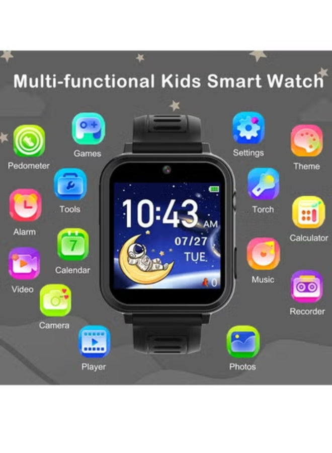 AROAQ Smart Watch for Kids, Smart Watch Toys with 16 Games Camera Video Recorder Music Alarm Calculator Calendar Flashlight Pedometer Gift Toys for 3-12 Year Old Boys and Girls (Black)  - Image 3