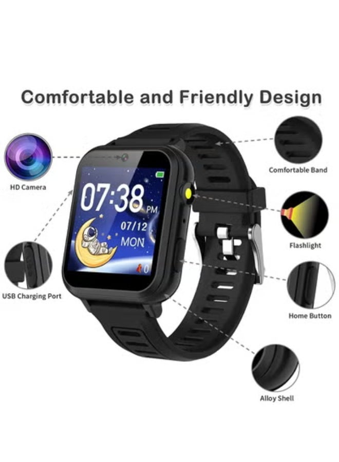 AROAQ Smart Watch for Kids, Smart Watch Toys with 16 Games Camera Video Recorder Music Alarm Calculator Calendar Flashlight Pedometer Gift Toys for 3-12 Year Old Boys and Girls (Black)  - Image 2