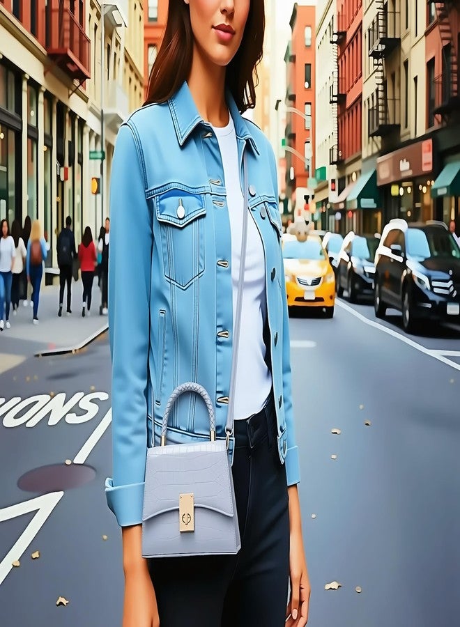 JHVYF Women Small Crossbody Bags Shoulder Bag Classic Satchel Handbags Ladies Cute Purses Satchels bag mini purse for women, 1 Silvery, 8.2 inches x 3.1 inches x 5.5 inches - Image 2