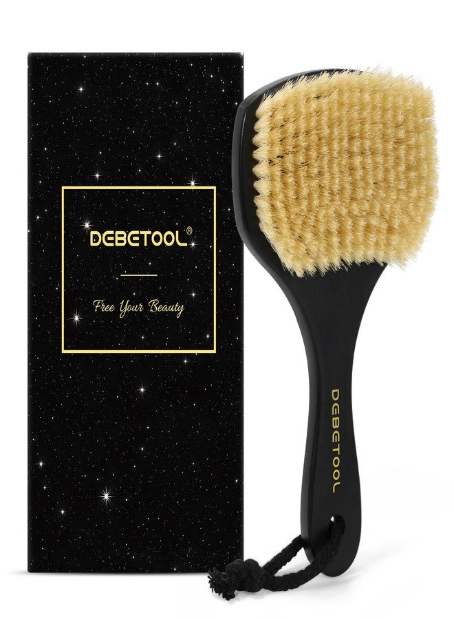 DEBETOOL Dry Brushing Body Brush for Exfoliating - Natural Boar Bristle Lymphatic Drainage Brush for Body Care, Removes Flaky Skin & Improves Blood Circulation - Image 1