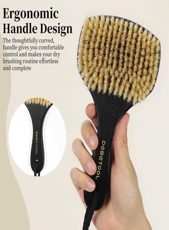 DEBETOOL Dry Brushing Body Brush for Exfoliating - Natural Boar Bristle Lymphatic Drainage Brush for Body Care, Removes Flaky Skin & Improves Blood Circulation - Image 5