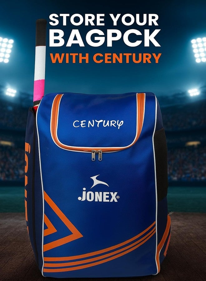 Jonex JJ Jonex Century Cricket Kit Bag with Shoe Compartment - Blue/Orange - 30 L High-Capacity Backpack for Cricket Gear & Shoes - Image 3