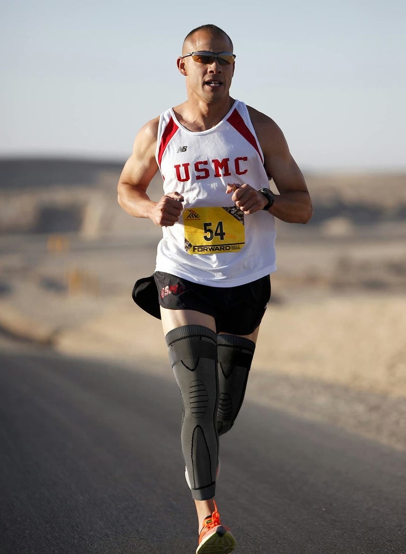 أكمام ضغط الساق الكاملة للرجال والنساء دعم الركبة للجري ورفع الأثقال تخفيف آلام المفاصل عبوة 2 - Image 5