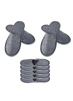SRLIWHITE Disposable Slippers,5 pairs of disposable non-skid slippers. Durable thickened slippers. Suitable for home hospitality, hotel rooms, spa salons and business trips, travel (Dark Grey)  - Image 1
