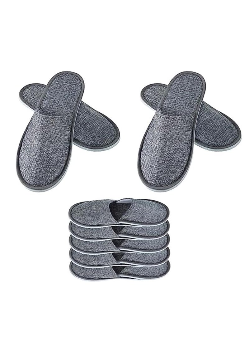 SRLIWHITE Disposable Slippers,5 pairs of disposable non-skid slippers. Durable thickened slippers. Suitable for home hospitality, hotel rooms, spa salons and business trips, travel (Dark Grey)  - Image 1