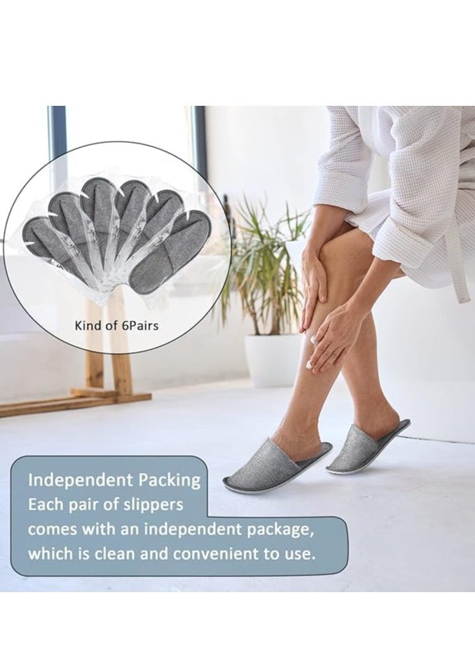 SRLIWHITE Disposable Slippers,5 pairs of disposable non-skid slippers. Durable thickened slippers. Suitable for home hospitality, hotel rooms, spa salons and business trips, travel (Dark Grey)  - Image 3