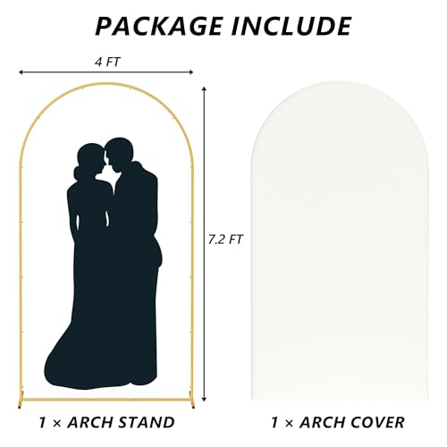 Neatsure Arch Backdrop Stand and Cover Set, 7.2FT Metal Photo Balloon Arch Backdrop Stand for Wedding Birthday Party Baby Shower Ceremony Graduation Decoration, Ivory - Image 2