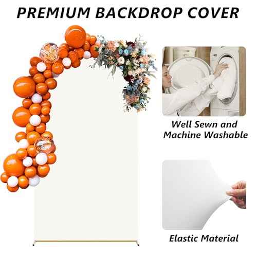 Neatsure Arch Backdrop Stand and Cover Set, 7.2FT Metal Photo Balloon Arch Backdrop Stand for Wedding Birthday Party Baby Shower Ceremony Graduation Decoration, Ivory - Image 3