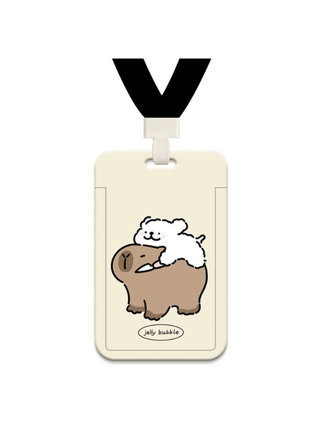 NIBEMINENT 1 - Piece Kapibala Puppy Kpop Photo Card Holder Pendant Key Chain ID Badge Holder ID Card Holder Photo Card Protector for School ID Office ID Access Card for Women Girls