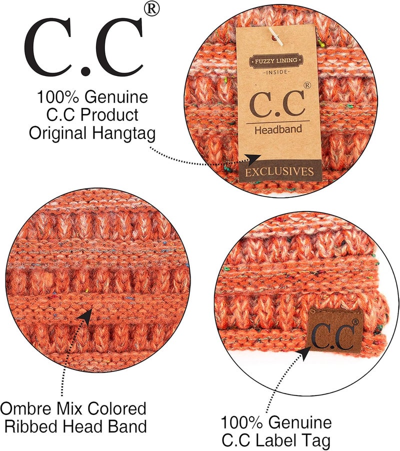 Cc Winter Fuzzy Fleece Lined Thick Knitted Diagonal Stripes Criss-Cross Pattern Headband Headwrap (HW-2060) - Image 3