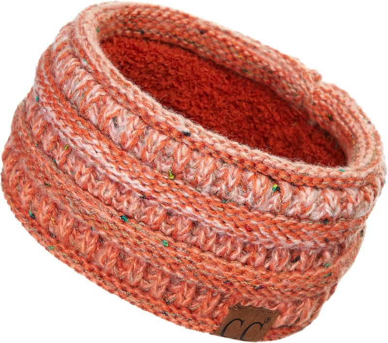 Cc Winter Fuzzy Fleece Lined Thick Knitted Diagonal Stripes Criss-Cross Pattern Headband Headwrap (HW-2060) - Image 1