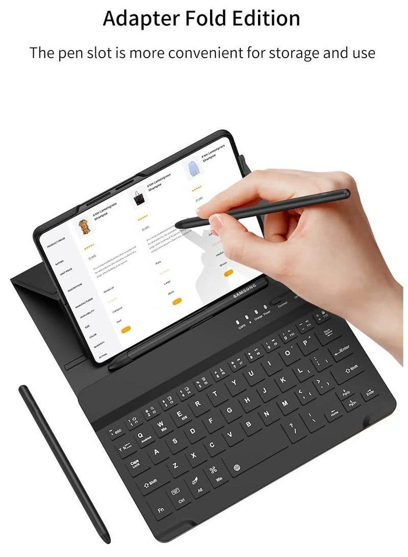 MUNTAQI Samsung Galaxy Z Fold 4 Case,Screen Protector Keyboard Leather Case Stylus+Pen Slot Phone Office Kit,Folding Phone Cover - Image 4