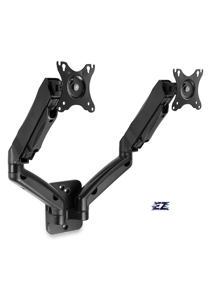 ELTRAZONE Dual Arm Monitor Wall Mount, Height Adjustable Gas Spring Arms with Full Motion, Compatible with VESA 75, 100 Computer Screens 19, 20, 21, 24, 27 Inches - Image 1