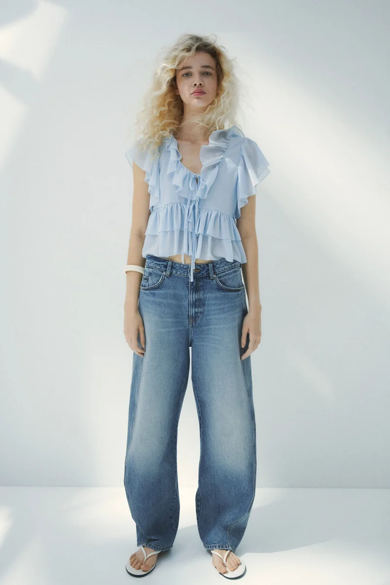 H&M  Barrel Leg High Waist Jeans for Women | Best Price UAE