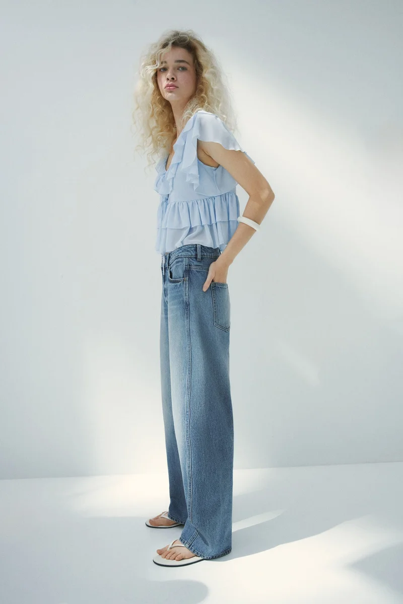 H&M  Barrel Leg High Waist Jeans for Women | Best Price UAE