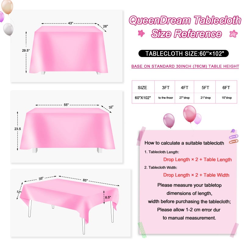 كوين دريم QueEndream Hot Pink tableroth 60 × 102 بوصة ترتر tablecloth Fuchsia Sparkly Tablethpor for Bridal Dusting Defrench Christmas - Image 5
