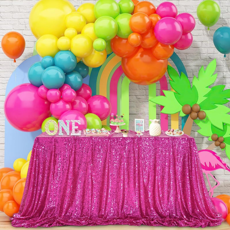 كوين دريم QueEndream Hot Pink tableroth 60 × 102 بوصة ترتر tablecloth Fuchsia Sparkly Tablethpor for Bridal Dusting Defrench Christmas - Image 4
