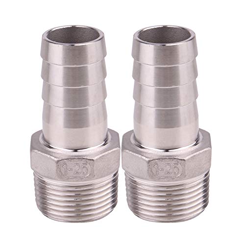 DERNORD Stainless Steel 1" Hose Barb x 1" NPT Male - Home Brew Pipe Fitting Pack of 2 - Image 3
