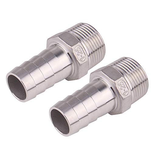 DERNORD Stainless Steel 1" Hose Barb x 1" NPT Male - Home Brew Pipe Fitting Pack of 2 - Image 5