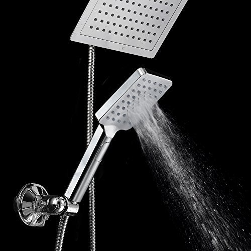 Dream Spa Hotel Spa Ultra-Luxury 9" Square Rainfall Shower Head / Handheld Combo. Convenient Push-Button Flow Control for easy one-hand operation. Switch flow settings with same hand! Premium Chrome. - Image 4