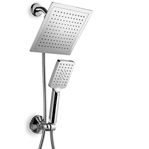 Dream Spa Hotel Spa Ultra-Luxury 9" Square Rainfall Shower Head / Handheld Combo. Convenient Push-Button Flow Control for easy one-hand operation. Switch flow settings with same hand! Premium Chrome. - Image 1