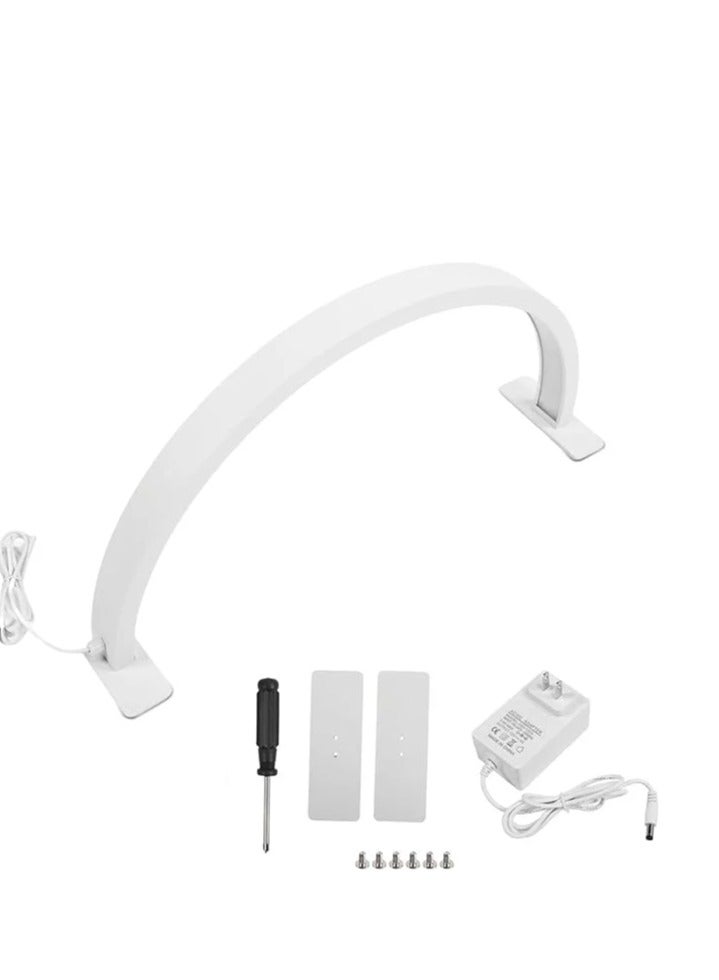M55 Half Moon light 21.7 Inch Arch Shape Manicure Light 3000K-6000K Lamp Adjustable Brightness Desk Lash Light for Nails Tattoo Beauty Salon (White) - Image 1