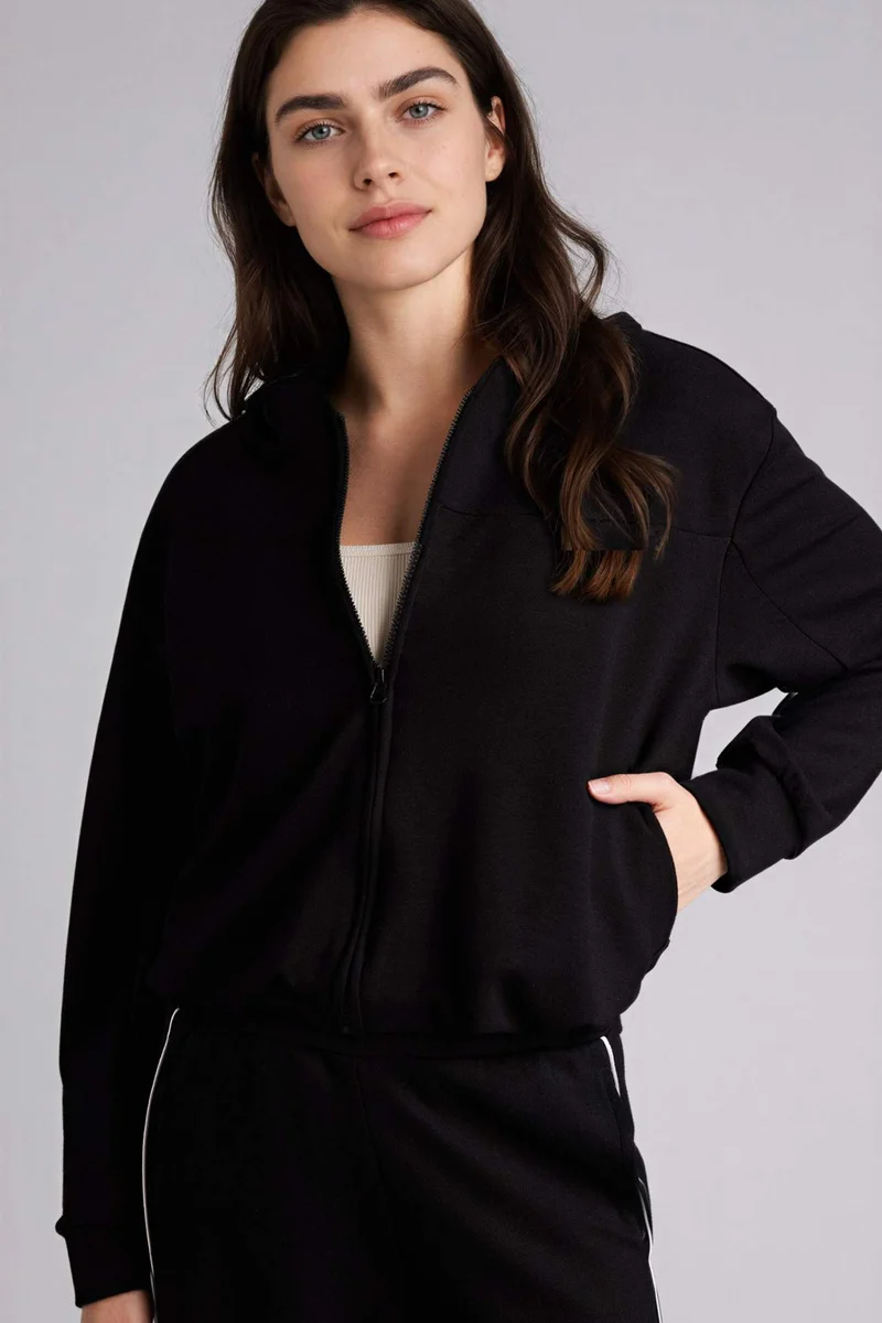ديفاكتو Standard Fit Hooded modal Cardigan