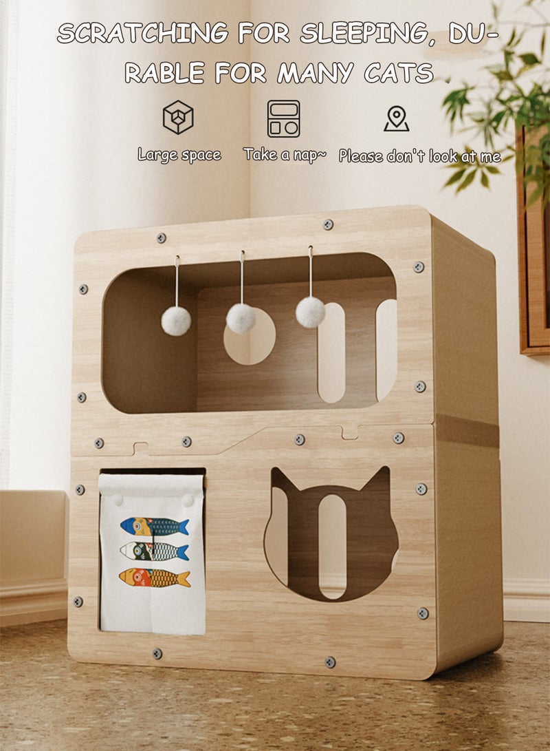 Kidle Cat Scratching Board Cat Bed No Dandruff Integrated Cat House Four Seasons Resistant Scratching Board Column Vertical Cat House - Image 4