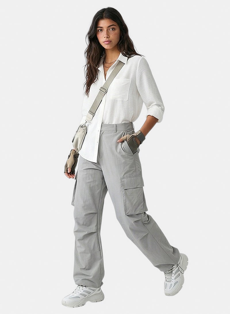 RAVIN Women Classic Textured Button-Down Shirt in Crisp White - Image 3