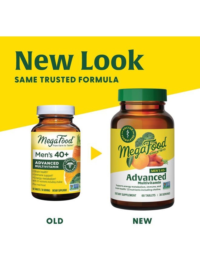 MegaFood Men's 40+ Advanced Multivitamin for Men - Dr-Formulated - Choline, Vitamin B, Vitamin C, Vitamin D, Zinc & Real Food - Brain Health, Immune Support - Vegetarian - 120 Tabs (60 Servings) - Image 2