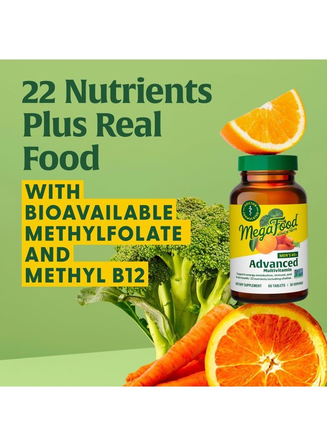 MegaFood Men's 40+ Advanced Multivitamin for Men - Dr-Formulated - Choline, Vitamin B, Vitamin C, Vitamin D, Zinc & Real Food - Brain Health, Immune Support - Vegetarian - 120 Tabs (60 Servings) - Image 5