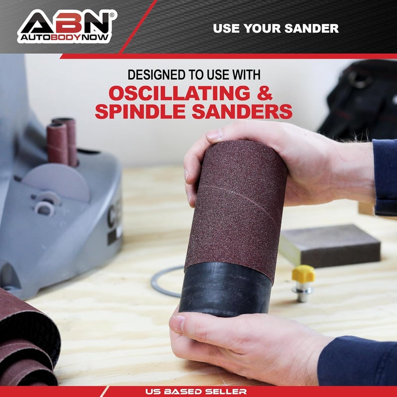 ABN Aluminum Oxide Spindle Sanding Sleeves 18-Pack – 4.5in Length, Assorted 80 120 240 Grit, 1/2in to 3in Sandpaper - Image 5