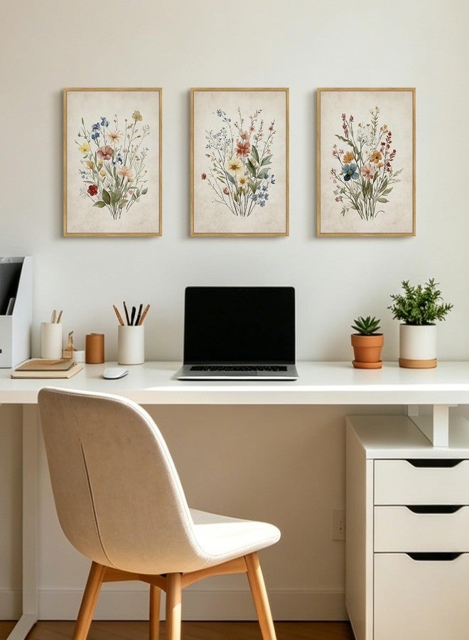 KUVIOKE Vintage Wildflower Bouquet Antique Framed Wall Art Retro Flower Botanical Pictures Colorful Floral Hanging Bedroom Dining Living Room Decor 11x14in (Natural Framed) - Image 5