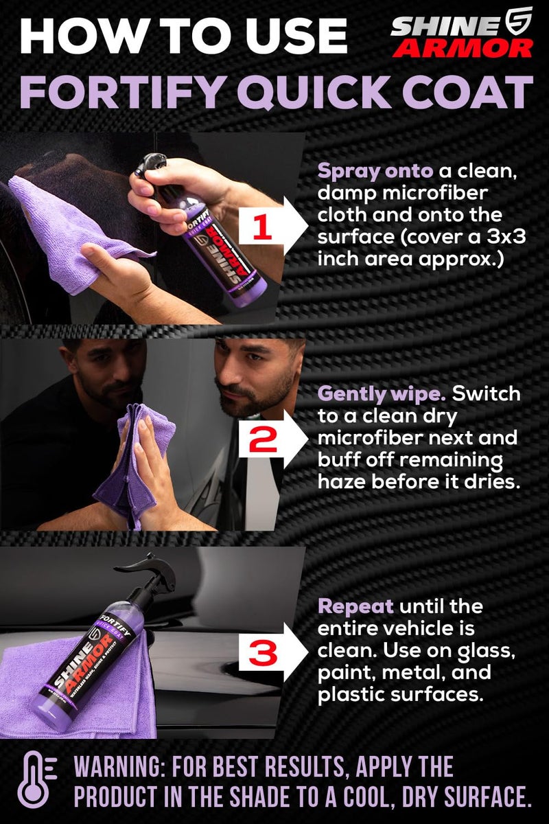 SHINE ARMOR Car Detailing Bundle - Fortify Quick Coat Ceramic Waterless Wash & Interior Cleaner - Complete Automotive Care Kit for Mirror Shine Paint Protection & Deep Interior Cleaning - 2 Pack - Image 2
