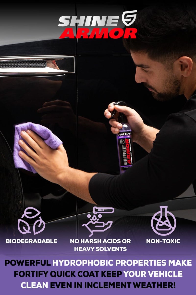 SHINE ARMOR Car Detailing Bundle - Fortify Quick Coat Ceramic Waterless Wash & Interior Cleaner - Complete Automotive Care Kit for Mirror Shine Paint Protection & Deep Interior Cleaning - 2 Pack - Image 4